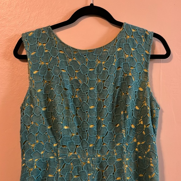 Diane von Furstenberg Carpreena Mini Pebble Lace Sleeveless Teal Green Dress 12 - Picture 2 of 16